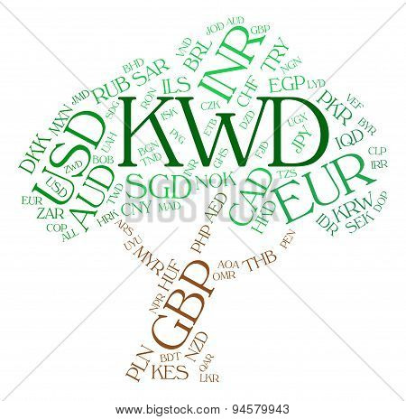 Kwd Currency Represents Foreign Exchange And Currencies