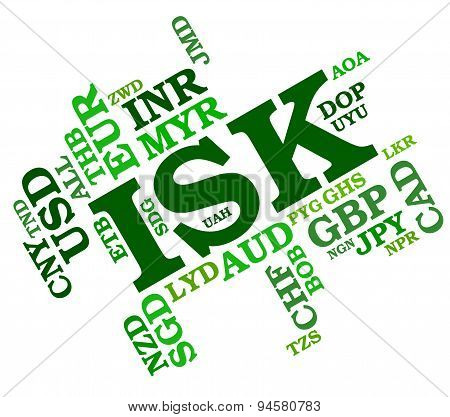 Isk Currency Indicates Iceland Kronas And Coinage