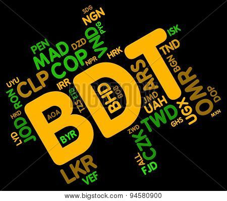 Bdt Currency Represents Forex Trading And Banknote