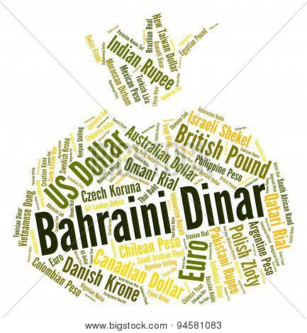 Bahraini Dinar Indicates Currency Exchange And Banknotes