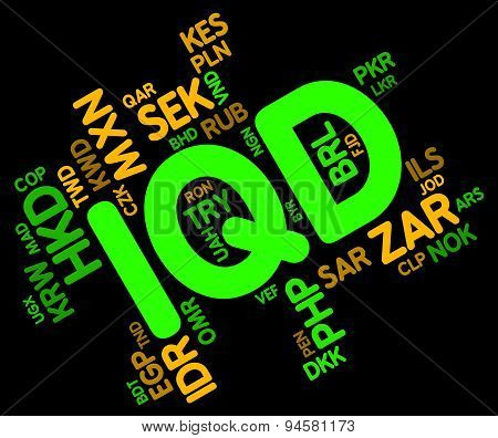 Iqd Currency Indicates Foreign Exchange And Dinar