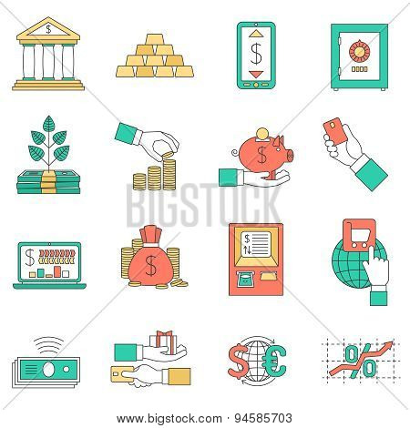 Banking business icons set