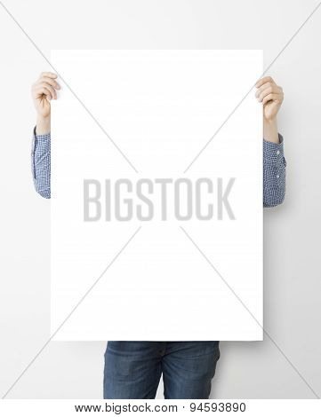 Man Holding Blank Poster