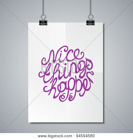 Poster Mockup Template with Lettering Element