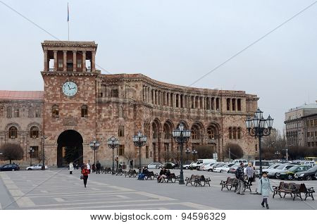 Government House at the central Republic Square in overcast weather