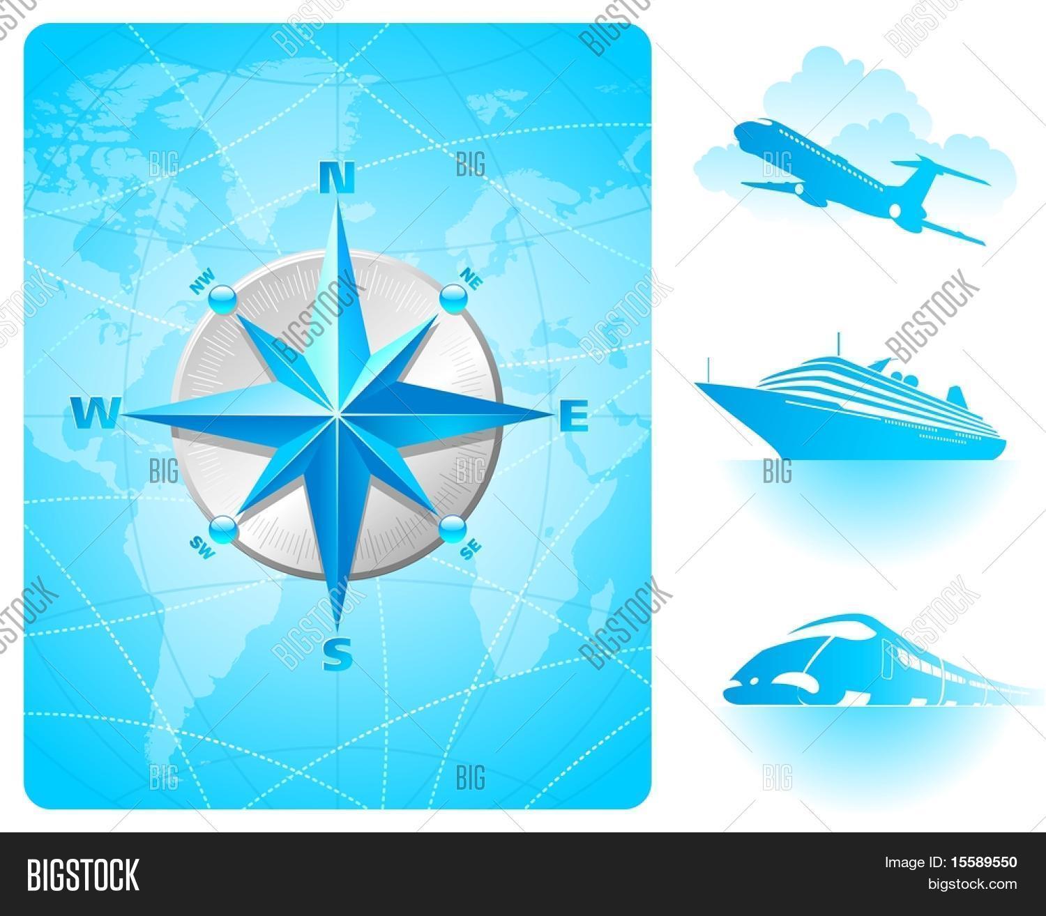 Compass Rose On World Vector & Photo (Free Trial) | Bigstock