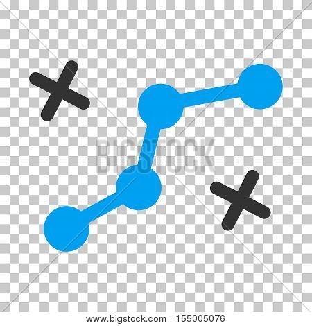 Route Points rounded icon. Vector pictograph style is a flat bicolor symbol, blue and gray colors, chess transparent background.