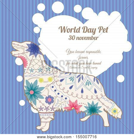 Vector world day pet background with retriever