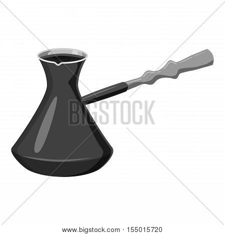 Cezve for coffee icon. Gray monochrome illustration of cezve for coffee vector icon for web