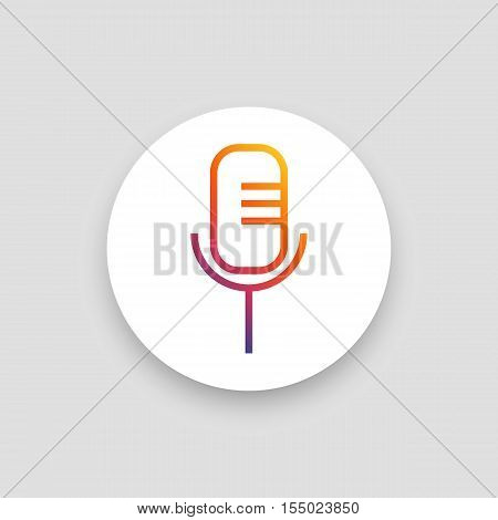Microphone icon vector, clip art. Also useful as logo, circle app icon, web UI element, symbol, graphic image, silhouette and illustration.