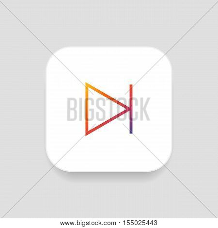 Next track icon vector, clip art. Also useful as logo, square app icon, web UI element, symbol, graphic image, transparent silhouette and illustration.