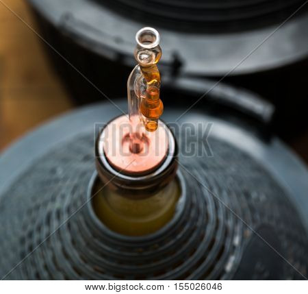 Demijohn With Glass Fermentation Lock.