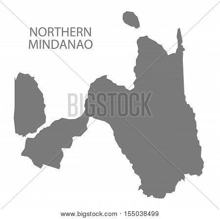 Northern Mindanao Philippines Map in grey vector illustration