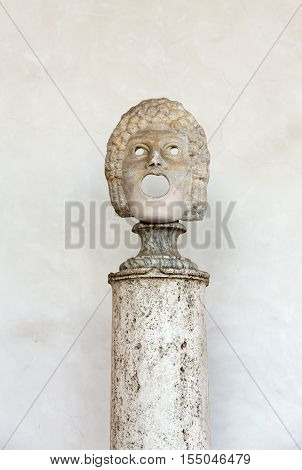 ROMA, ILTALY - JUNE 12, 2015: the marble-head scuplture in the baths of Diocletian (Thermae Diocletiani) in Rome. Italy