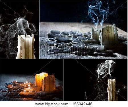 Collage With Candles On The Feast Of The Dead