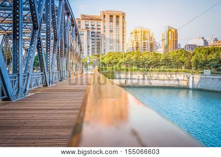 the Waibaidu bridge in Shanghai of China.
