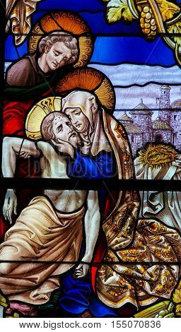 Jesus Taken From The Cross - Stained Glass - Good Friday