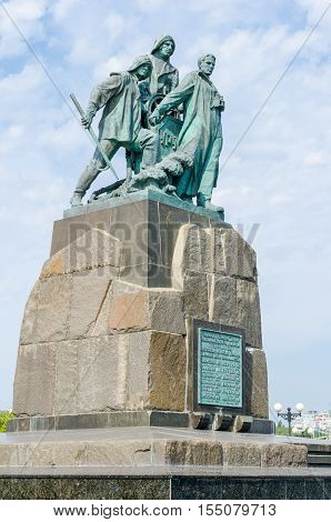 Novorossiysk Krasnodar Krai Russia - August 28 2016. Monument to the crew seiner Urup fishing farm Chernomorets who died during the hurricane in the area of Poti on 21 February 1953.
