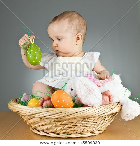 Young Cute Baby In An Easter Setting