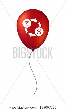 Isolated Air Balloon With  A Rupee And Dollar Exchange Sign
