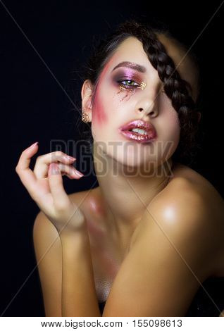 Portrait of a very beautiful model with fashion make-up