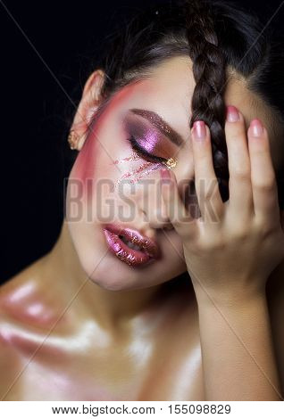 Portrait of a very beautiful model with fashion make-up