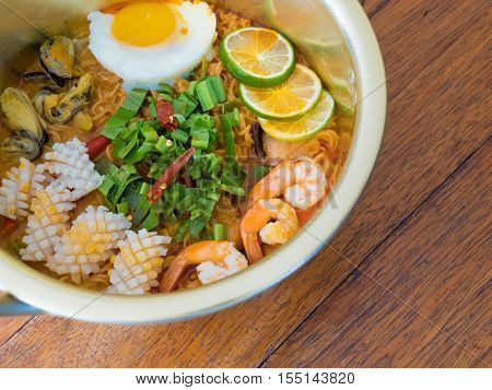 thai food Tom Yam Kung with instant noodles