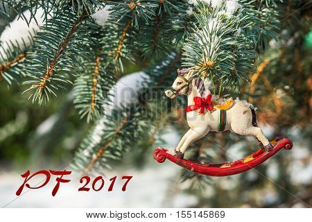 Pf 2017 - Rocking Horse, Closeup Of Christmas Tree
