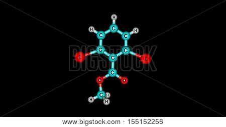 Methyl 26-diiodobenzoate 3d horizontal illustration on black background