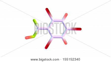 246-Tribromobenzoic acid. 3d horizontal illustration of acid on white