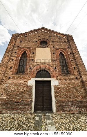 Little gothic church of Annunziata in Cislago (Varese Lombardy Italy) facade