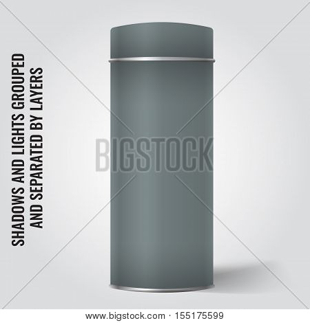 Blank Tin can packaging mockup. Tea coffee dry products gift box. Place your design over the box.