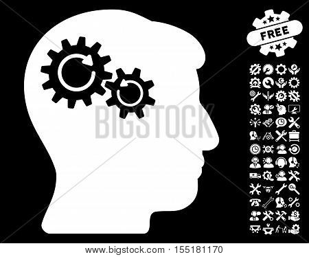 Head Wheels Rotation pictograph with bonus setup tools images. Vector illustration style is flat iconic symbols on white background.