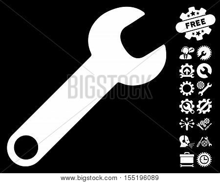 Wrench icon with bonus configuration clip art. Vector illustration style is flat iconic symbols on white background.