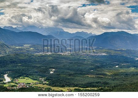 View of valley from Villacher Alpenstrasse (Villach Alpine Road) Austria