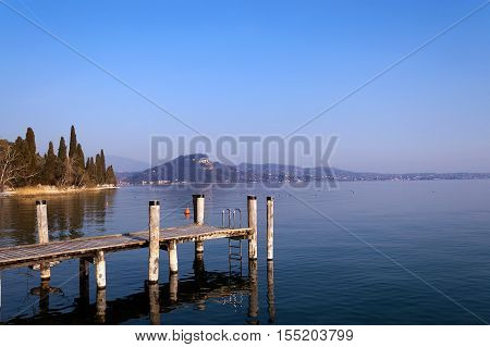 Lago di Garda (Garda Lake) in spring near the town of Garda in Veneto Verona Italy Europe