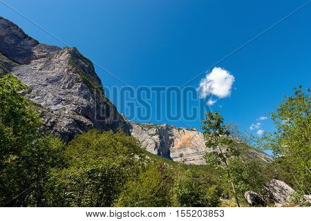 Rock faces in the mountains of the Sarca Valley (Valle del Sarca) in Trentino Alto Adige Italy Europe
