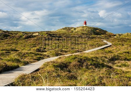Lighthouse in Norddorf on the island Amrum Germany.