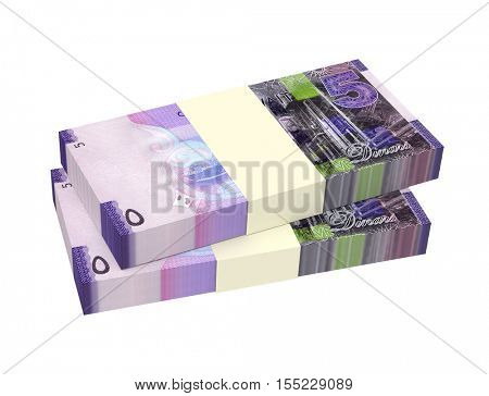 Kuwait dinars bills isolated on white background. 3D illustration.