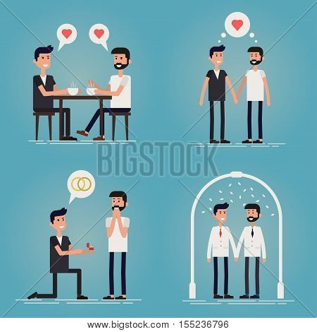 Gay Relationship Story Of A Young Couple Concept Vector Illustration 4 Scene Love Story Gay Relationship Story Of A Young Couple Concept Vector Illustration 4 Scene Love Story