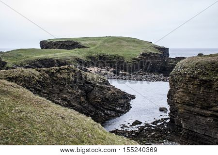Panorama of Orkney coastline Yesnaby cliff landscape 4