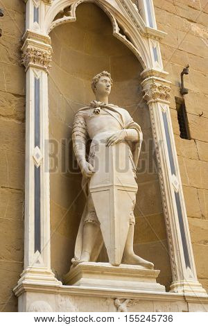 Statue of St. George the sculptor Donatello. Church Or San Michele FlorenceItaly