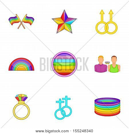 Gays and lesbians icons set. Cartoon illustration of 9 gays and lesbians vector icons for web