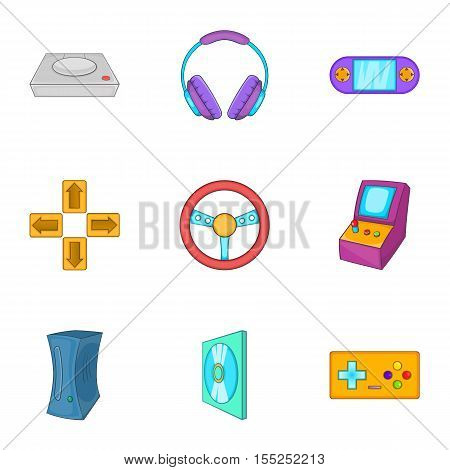 Game console icons set. Cartoon illustration of 9 game console vector icons for web