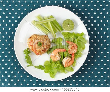 Fried Rice With Shrimp Call Khao Pad Kong In Thai