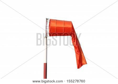 Wind sock of equipment check the wind blow direction isolated on white background and have clipping paths to easy deployment.