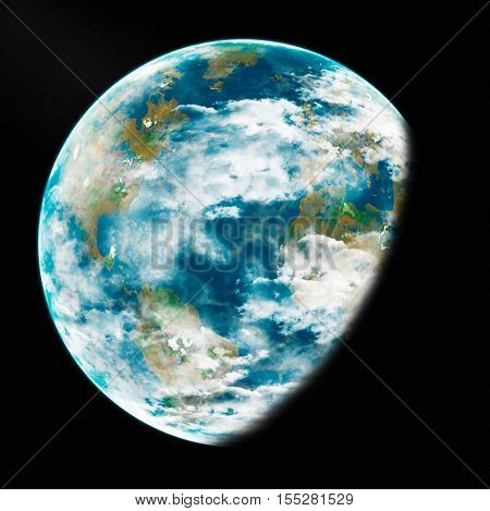 Earth from space. Detailed image. Elements of this image furnished by NASA. 3d illustration.