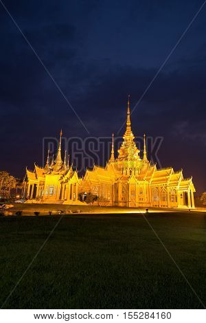 Wat Luang Pho Toh Temple In Night Time At Nakhon Ratchasima Province, Thailand