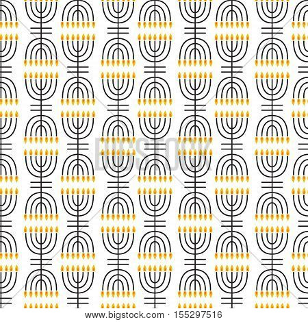 Hanukkah seamless pattern. Hanukkah symbols. Hanukkah candles menorah. Vector illustration for Jewish holiday Hanukkah.