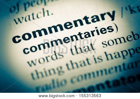 Close Up Of Old English Dictionary Page With Word Commentary